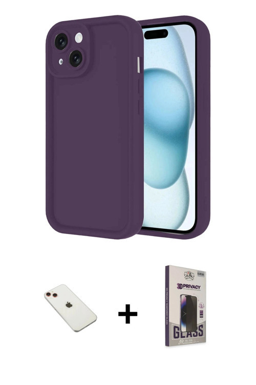 ieg™ iPhone 14 Kılıf Yankı Yansıma Özel Seri - Siyah Bilvis Hayalet Cam Ekran Koruyucu + Kırmızı Dia