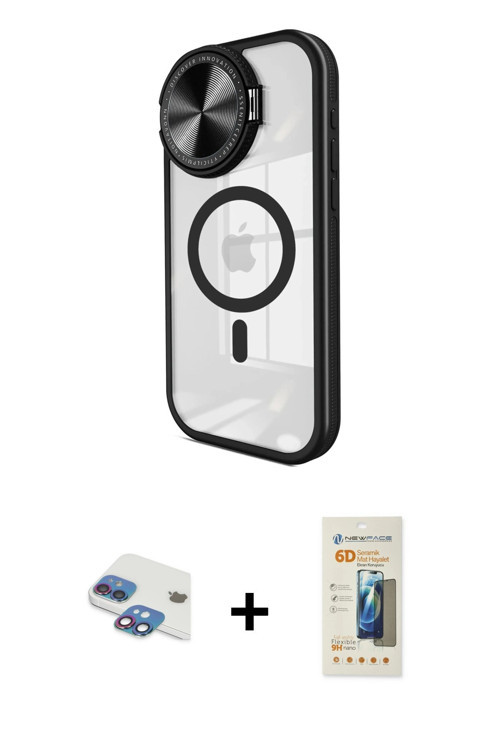 ieg™ iPhone 11 Kılıf Kıvılcım Modern Koleksiyonu - Siyah 6D Mat Seramik Hayalet Nano Ekran Koruyucu