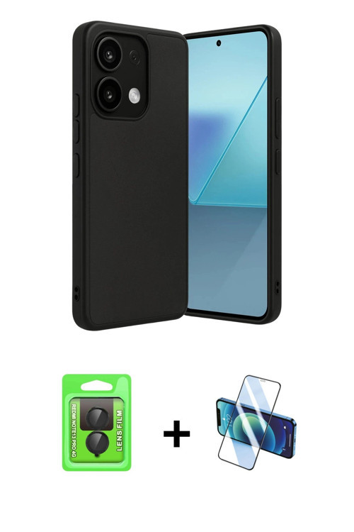 ieg™ Redmi Note 13 Pro 4G Kılıf Kıvılcım Işık Serisi - Siyah 3D Antistatik Cam Ekran Koruyucu + Siya