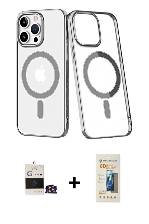 ieg™ iPhone 14 Pro Max Kılıf Yörünge Minimal - Siyah 6D Mat Seramik Hayalet Nano Ekran Koruyucu + Go
