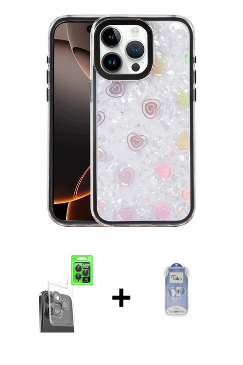 ieg™ iPhone 16 Pro Max Kılıf Odak Prime - Siyah Joko Magic 5D Cam + Siyah Raze Metal Kamera Lens
