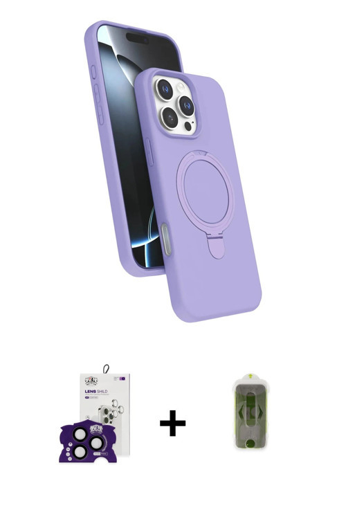 ieg™ iPhone 16 Pro Max Kılıf İz Işık Koleksiyonu - Siyah Joko Magic 5D Hayalet Cam + Siyah Bilvis Ti