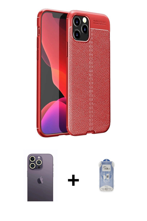 ieg™ iPhone 12 Pro Max Kılıf Doruk Klasik Özel Seri - Siyah Joko Magic 5D Cam + Beyaz Neon Fosforlu