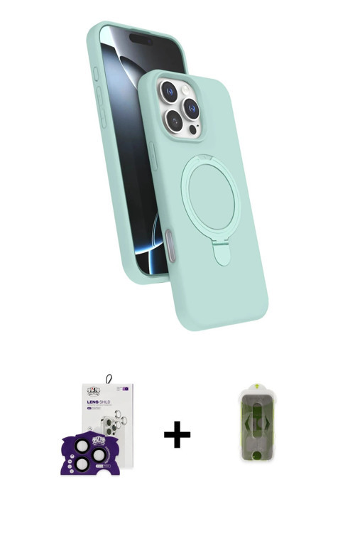 ieg™ iPhone 16 Pro Max Kılıf İz Işık Koleksiyonu - Siyah Joko Magic 5D Hayalet Cam + Siyah Bilvis Ti