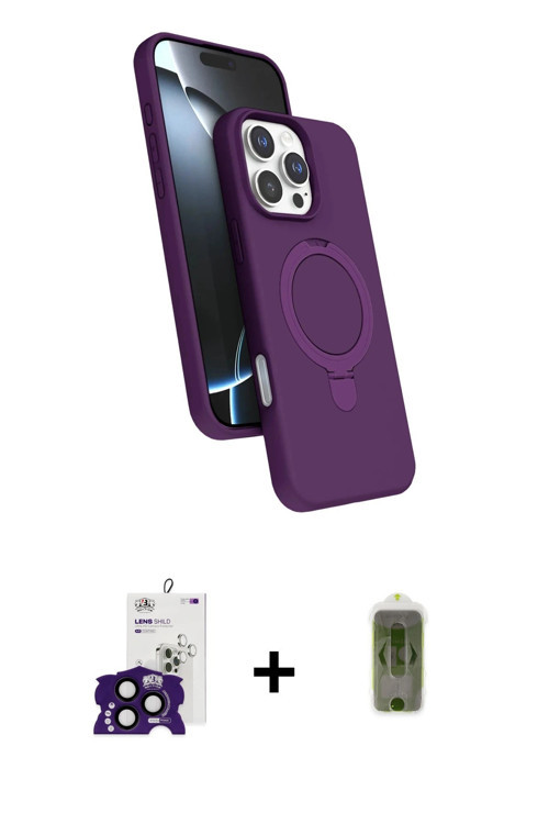 ieg™ iPhone 16 Pro Max Kılıf İz Işık Koleksiyonu - Siyah Joko Magic 5D Hayalet Cam + Siyah Bilvis Ti