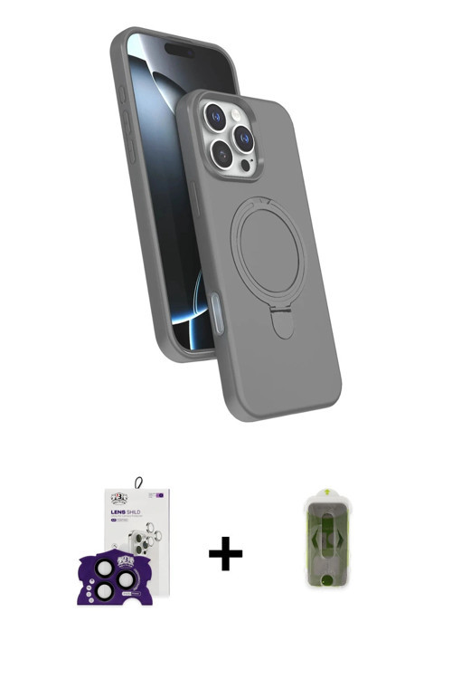 ieg™ iPhone 16 Pro Max Kılıf İz Işık Koleksiyonu - Siyah Joko Magic 5D Hayalet Cam + Siyah Bilvis Ti