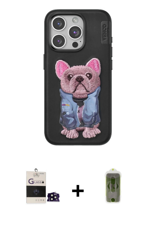 ieg™ iPhone 14 Pro Max Kılıf İz Minimal Koleksiyonu - Siyah Joko Magic 5D Hayalet Cam + Siyah Bilvis