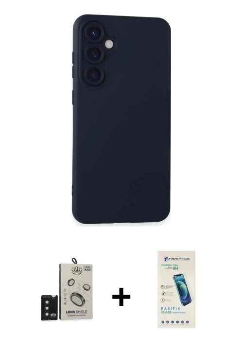 ieg™ Galaxy S24 Kılıf Ahenk Serisi - Şeffaf Pasifik Cam Ekran Koruyucu + Siyah Bilvis Titan Kamera L