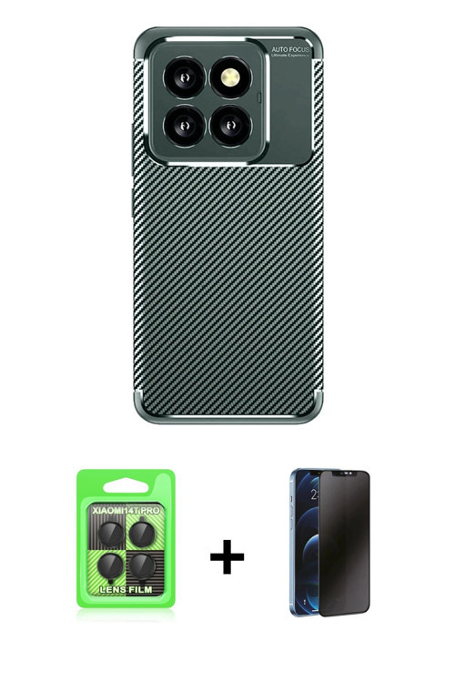 ieg™ Mi 14T Pro Kılıf Eksen Form Prime - Siyah 3D Antistatik Hayalet Cam Ekran Koruyucu + Siyah Raze