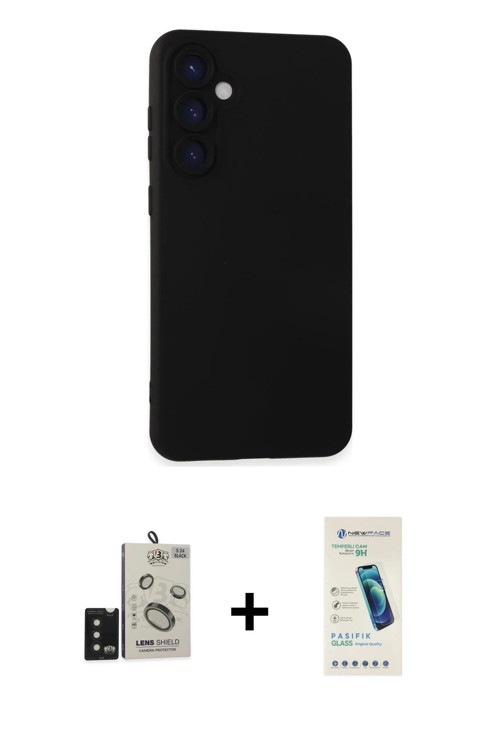 ieg™ Galaxy S24 Kılıf Ahenk Serisi - Şeffaf Pasifik Cam Ekran Koruyucu + Siyah Bilvis Titan Kamera L