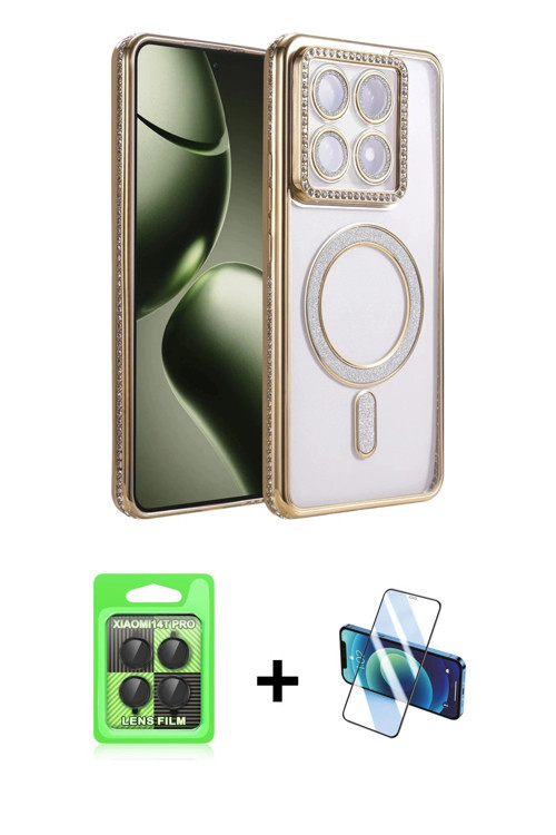 ieg™ Mi 14T Pro Kılıf Zirve Doku Prime - Siyah 3D Antistatik Cam Ekran Koruyucu + Siyah Raze Metal K