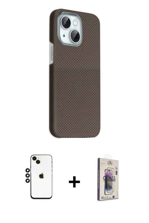 ieg™ iPhone 14 Kılıf Kozmos Klasik Prime - Siyah Bilvis 3D Cam Ekran Koruyucu + Siyah Shine Kamera L