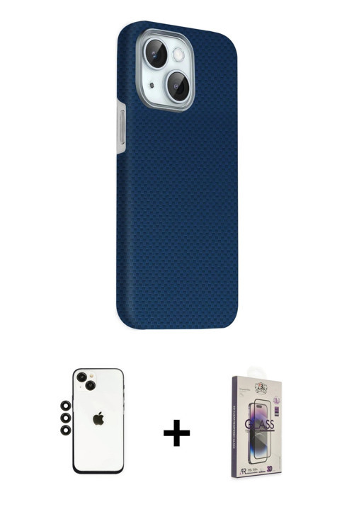 ieg™ iPhone 14 Kılıf Kozmos Klasik Prime - Siyah Bilvis 3D Cam Ekran Koruyucu + Siyah Shine Kamera L