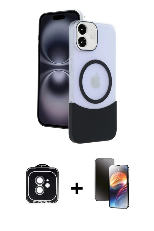 ieg™ iPhone 11 Kılıf Kozmos Form Özel Seri - Siyah 3D Antistatik Mat Seramik Nano Ekran Koruyucu + Y