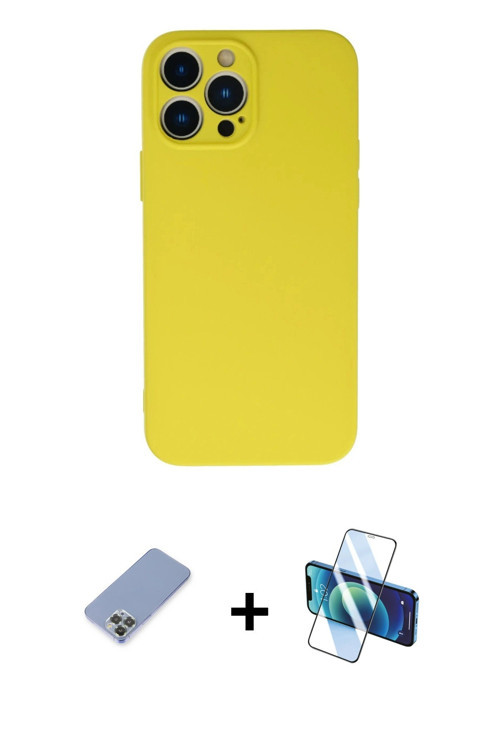 ieg™ iPhone 13 Pro Kılıf Ahenk Serisi - Siyah 3D Antistatik Seramik Nano Ekran Koruyucu + Koyu Yeşil