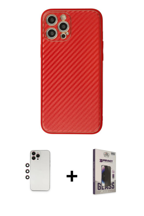 ieg™ iPhone 12 Pro Max Kılıf Ahenk Işık - Siyah Bilvis Hayalet Cam Ekran Koruyucu + Gökkuşağı Shine