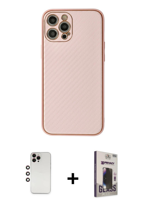 ieg™ iPhone 12 Pro Max Kılıf Ahenk Işık - Siyah Bilvis Hayalet Cam Ekran Koruyucu + Gökkuşağı Shine