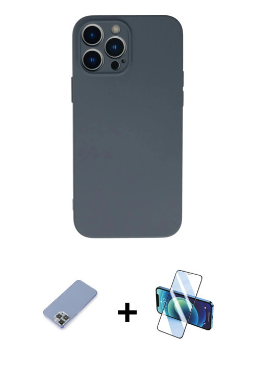 ieg™ iPhone 13 Pro Kılıf Ahenk Serisi - Siyah 3D Antistatik Seramik Nano Ekran Koruyucu + Koyu Yeşil