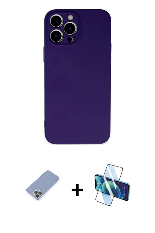 ieg™ iPhone 13 Pro Kılıf Ahenk Serisi - Siyah 3D Antistatik Seramik Nano Ekran Koruyucu + Koyu Yeşil