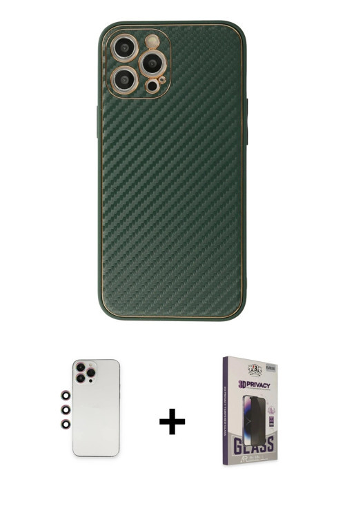 ieg™ iPhone 12 Pro Max Kılıf Ahenk Işık - Siyah Bilvis Hayalet Cam Ekran Koruyucu + Gökkuşağı Shine