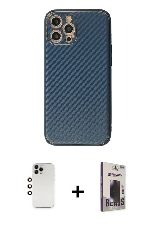 ieg™ iPhone 12 Pro Max Kılıf Ahenk Işık - Siyah Bilvis Hayalet Cam Ekran Koruyucu + Gökkuşağı Shine
