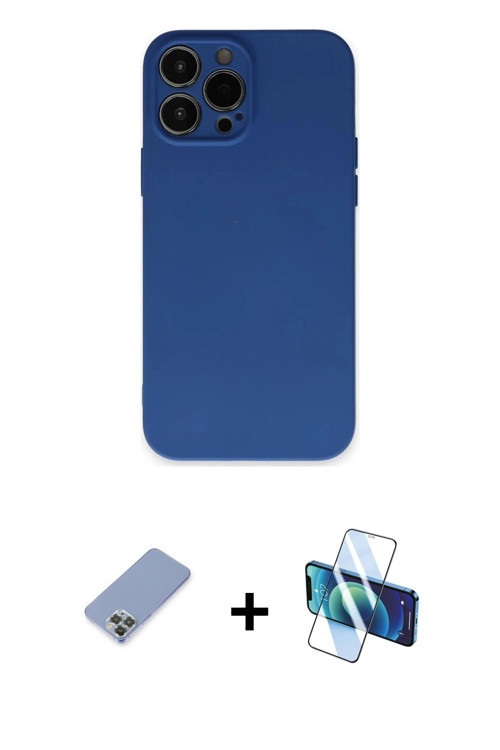 ieg™ iPhone 13 Pro Kılıf Ahenk Serisi - Siyah 3D Antistatik Seramik Nano Ekran Koruyucu + Koyu Yeşil