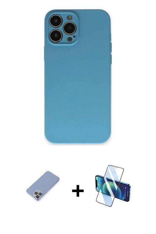 ieg™ iPhone 13 Pro Kılıf Ahenk Serisi - Siyah 3D Antistatik Seramik Nano Ekran Koruyucu + Koyu Yeşil