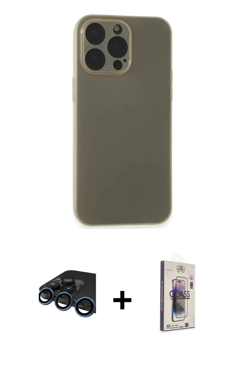 ieg™ iPhone 15 Pro Kılıf Atlas Minimal Prime - Siyah Bilvis 3D Cam Ekran Koruyucu + Lacivert Raze Me