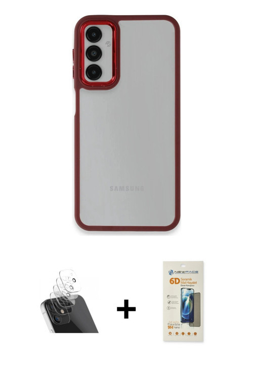 ieg™ Galaxy A24 4G Kılıf Eksen Doku Prime - Siyah 6D Mat Seramik Hayalet Nano Ekran Koruyucu + Şeffa