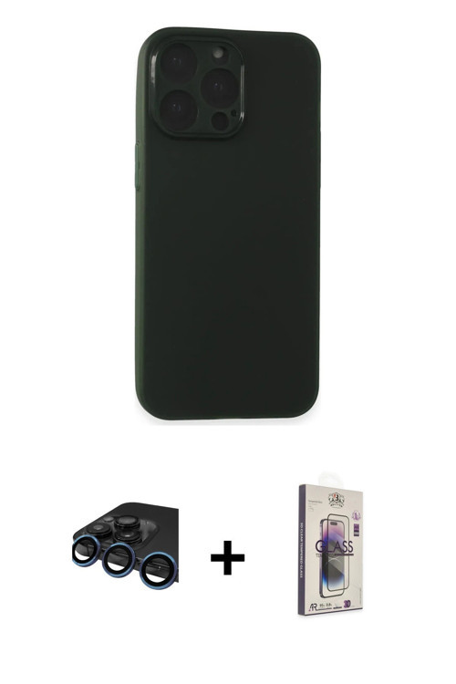 ieg™ iPhone 15 Pro Kılıf Atlas Minimal Prime - Siyah Bilvis 3D Cam Ekran Koruyucu + Lacivert Raze Me
