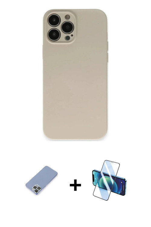 ieg™ iPhone 13 Pro Kılıf Ahenk Serisi - Siyah 3D Antistatik Seramik Nano Ekran Koruyucu + Koyu Yeşil