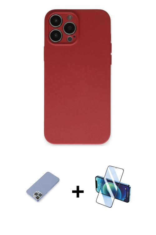 ieg™ iPhone 13 Pro Kılıf Ahenk Serisi - Siyah 3D Antistatik Seramik Nano Ekran Koruyucu + Koyu Yeşil