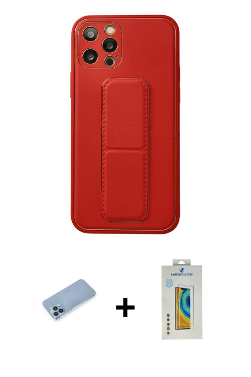 ieg™ iPhone 12 Pro Kılıf Akış Doku - Siyah Polymer Nano Ekran Koruyucu + Mavi Shine Kamera Lens Koru