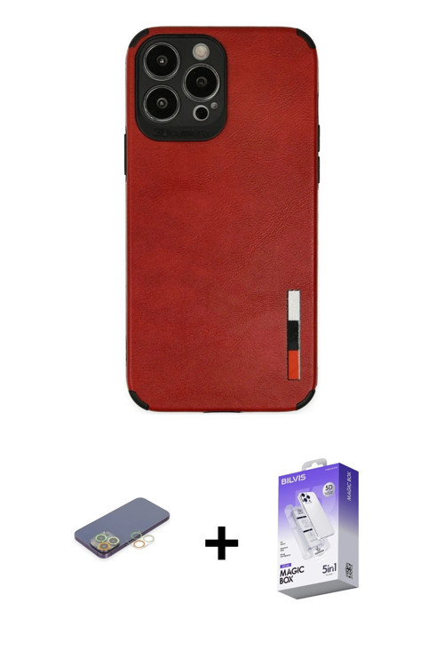 ieg™ iPhone 13 Pro Max Kılıf Doruk Asil Koleksiyonu - Siyah Bilvis 5in1 3D Magic Cam Ekran Koruyucu