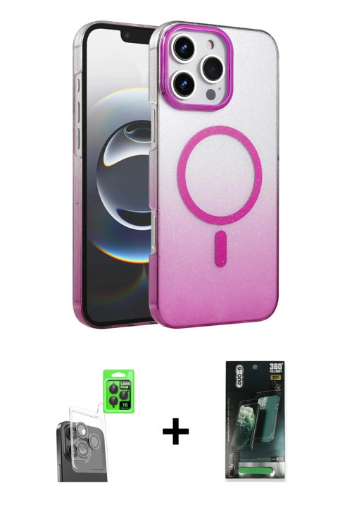 ieg™ iPhone 16 Pro Max Kılıf Ahenk Doku Özel Seri - Siyah 360 Mat Full Body Arka Koruyucu + Siyah Ra