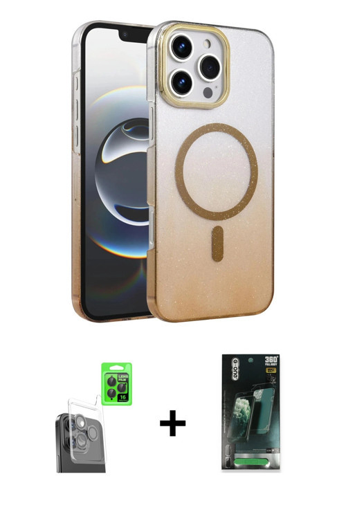 ieg™ iPhone 16 Pro Max Kılıf Ahenk Doku Özel Seri - Siyah 360 Mat Full Body Arka Koruyucu + Siyah Ra