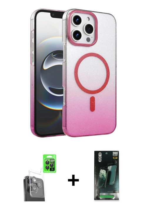 ieg™ iPhone 16 Pro Max Kılıf Ahenk Doku Özel Seri - Siyah 360 Mat Full Body Arka Koruyucu + Siyah Ra