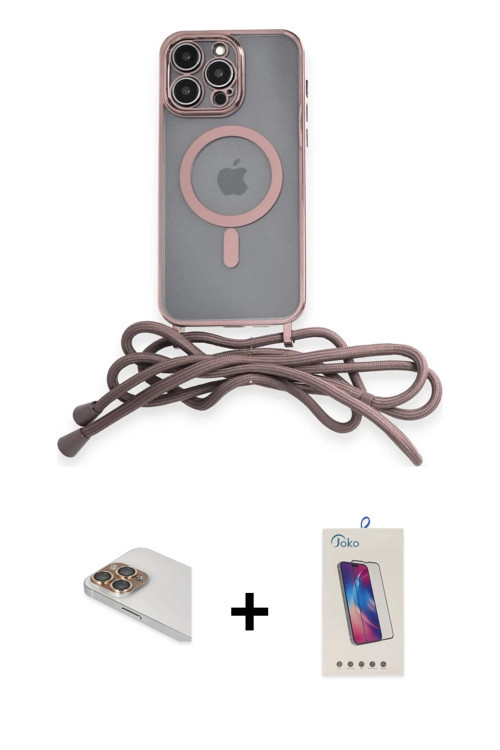 ieg™ iPhone 13 Pro Max Kılıf Eksen Özel Seri - Siyah Joko 5D Cam + Gold Pers Alüminyum Kamera Lens