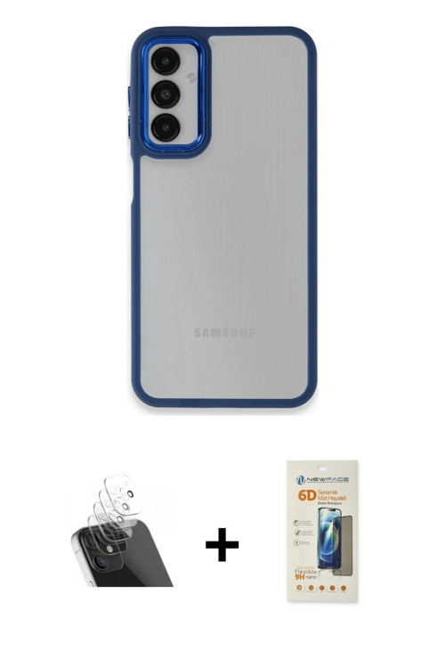 ieg™ Galaxy A24 4G Kılıf Eksen Doku Prime - Siyah 6D Mat Seramik Hayalet Nano Ekran Koruyucu + Şeffa