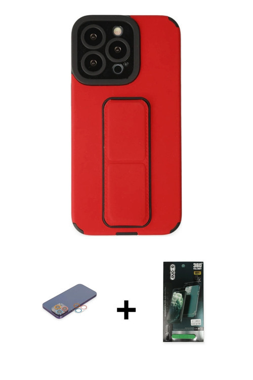 ieg™ iPhone 13 Pro Kılıf Çekirdek Yansıma - Şeffaf 360 Full Body Arka Koruyucu + Pembe Renkli Kamera