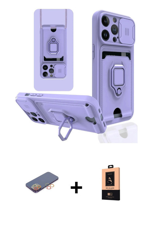 ieg™ iPhone 13 Pro Max Kılıf Vadi Form Prime - Şeffaf Maxco Cam Ekran Koruyucu + Turuncu Renkli Kame