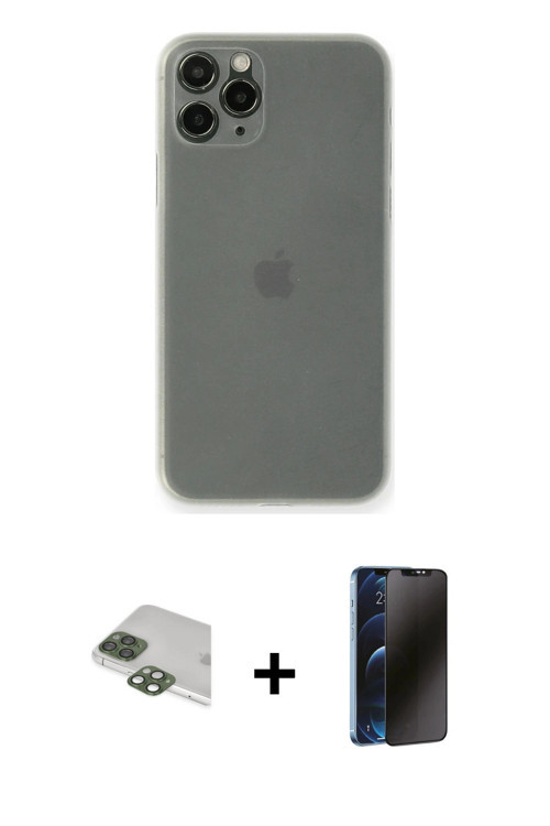 ieg™ iPhone 11 Pro Max Kılıf Yadigar Yansıma Serisi - Siyah 3D Antistatik Hayalet Cam Ekran Koruyucu