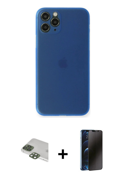 ieg™ iPhone 11 Pro Max Kılıf Yadigar Yansıma Serisi - Siyah 3D Antistatik Hayalet Cam Ekran Koruyucu