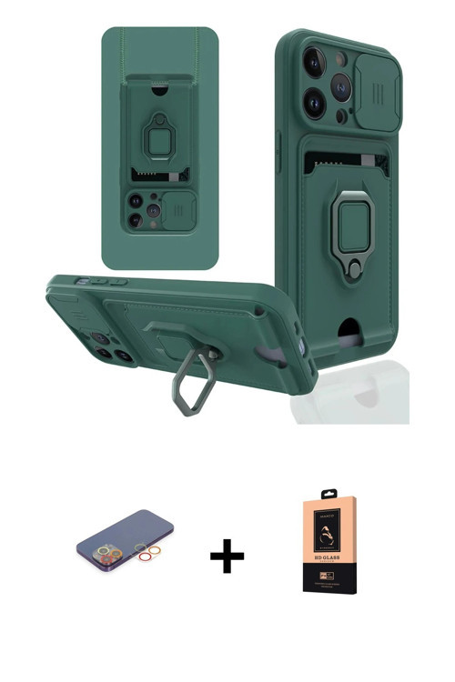 ieg™ iPhone 13 Pro Max Kılıf Vadi Form Prime - Şeffaf Maxco Cam Ekran Koruyucu + Turuncu Renkli Kame