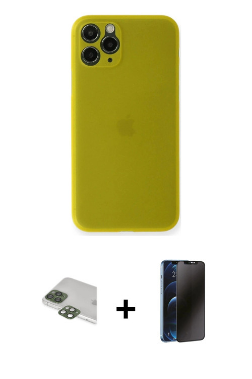 ieg™ iPhone 11 Pro Max Kılıf Yadigar Yansıma Serisi - Siyah 3D Antistatik Hayalet Cam Ekran Koruyucu