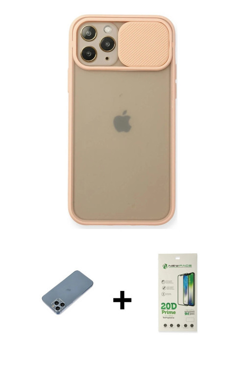 ieg™ iPhone 11 Pro Kılıf Vadi Çizgi - Siyah 20D Premium Cam Ekran Koruyucu + Sierra Blue Shine Kamer