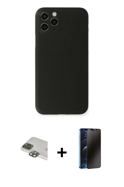 ieg™ iPhone 11 Pro Max Kılıf Yadigar Yansıma Serisi - Siyah 3D Antistatik Hayalet Cam Ekran Koruyucu