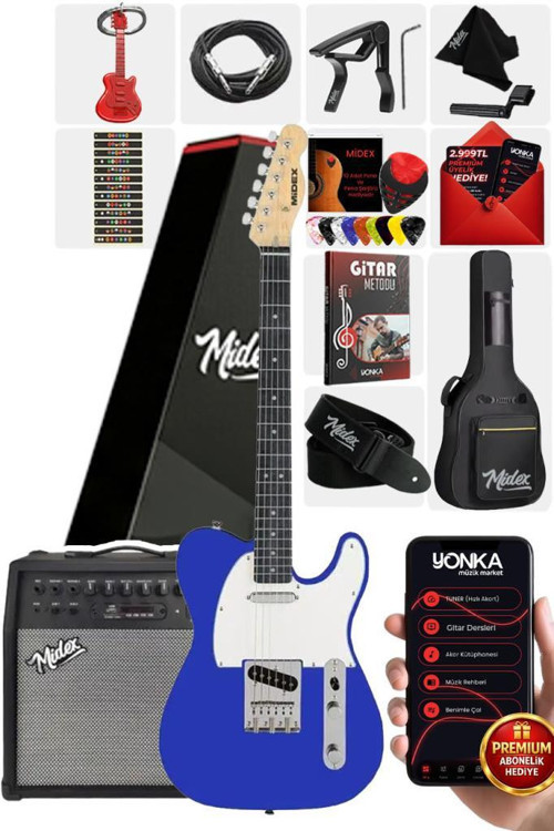 TLX-50BL-50AMP Tele Kasa Maple Klavye 2 Single-Coil 50W Amfili Elektro Gitar
