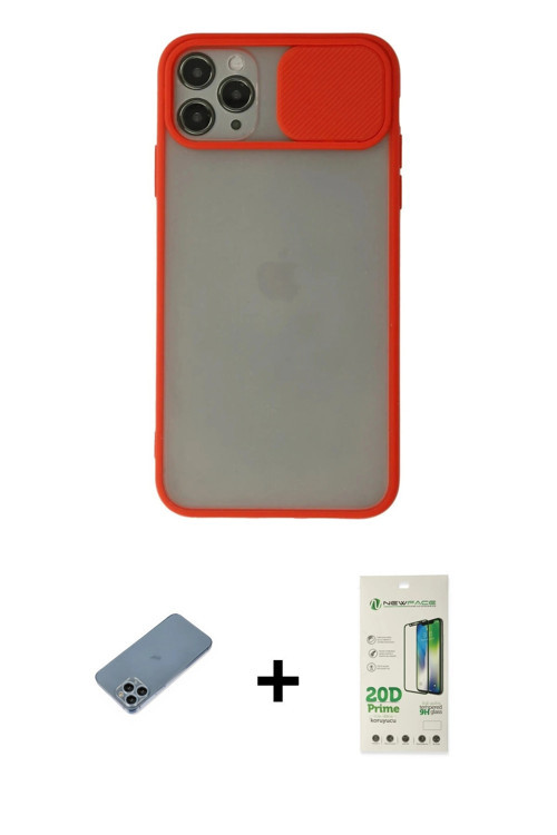 ieg™ iPhone 11 Pro Kılıf Vadi Çizgi - Siyah 20D Premium Cam Ekran Koruyucu + Sierra Blue Shine Kamer