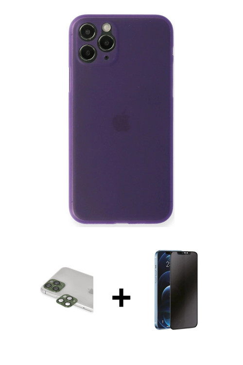 ieg™ iPhone 11 Pro Max Kılıf Yadigar Yansıma Serisi - Siyah 3D Antistatik Hayalet Cam Ekran Koruyucu